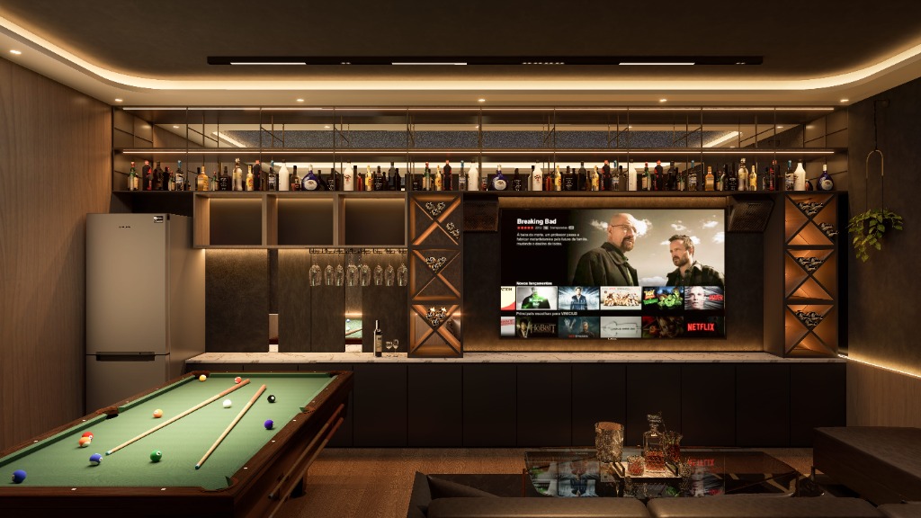 Open office space with wooden accents and desks