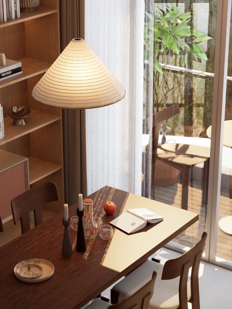 Vertical shot of a living room area